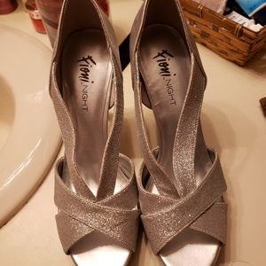 Silver glitter heels